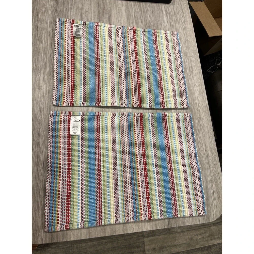 Set Of 2 Pioneer Woman Placemats CLASSIC CHUNKY STRIPE Multicolor 12”X17 1/2”
